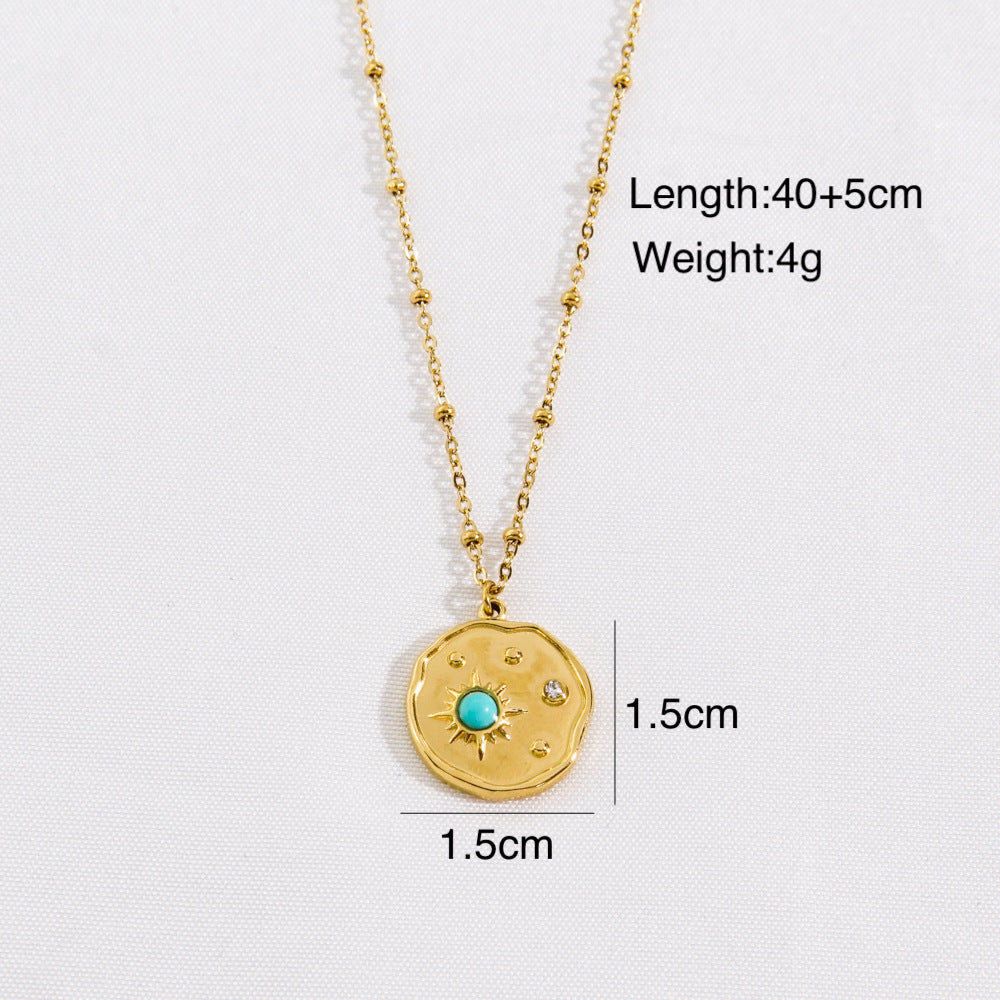 Wholesale  Stainless steel Colorful Facet Natural Stone Light Luxury Women's Necklace