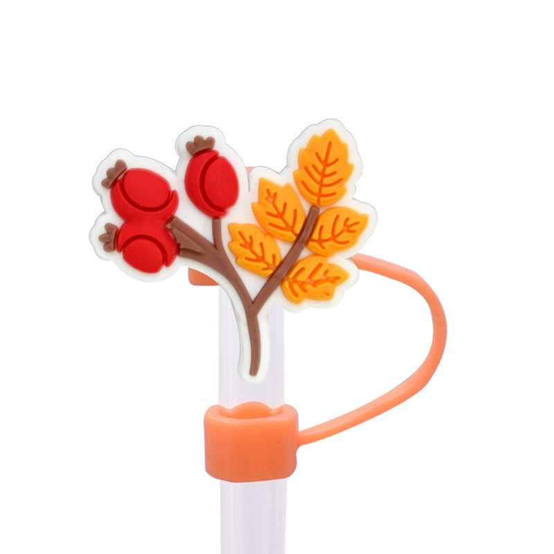 Wholesale Random 100pcs Thanksgiving Series PVC Soft Straw Tube Cap
