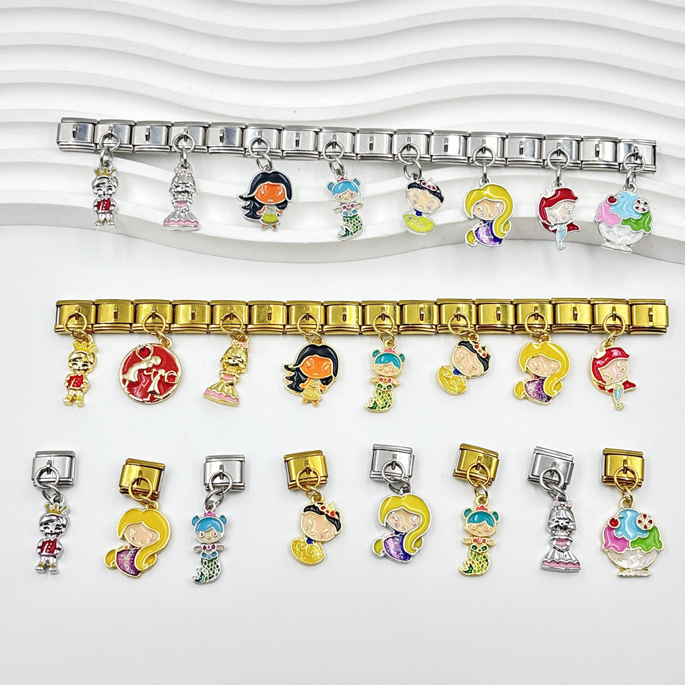 Wholesale Italian Charm Bracelet 9mm DIY Single Hook    Creative Stainless Steel Composable Bracelet