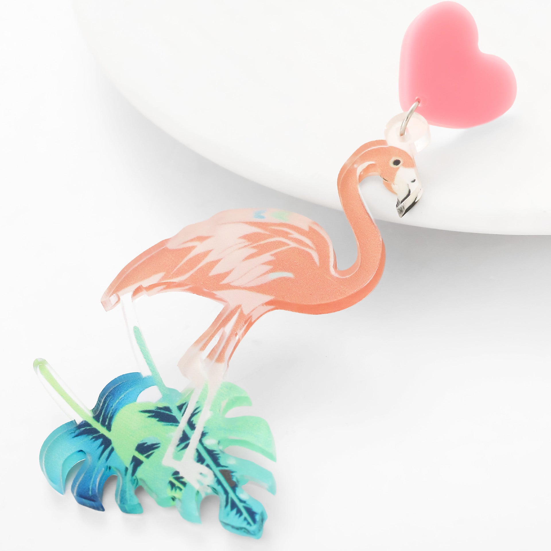 Wholesale Light luxury heart flamingo earrings