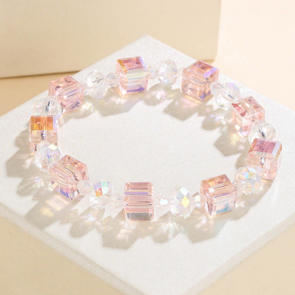 Wholesale Colorful acrylic transparent square sugar handmade beaded bracelet