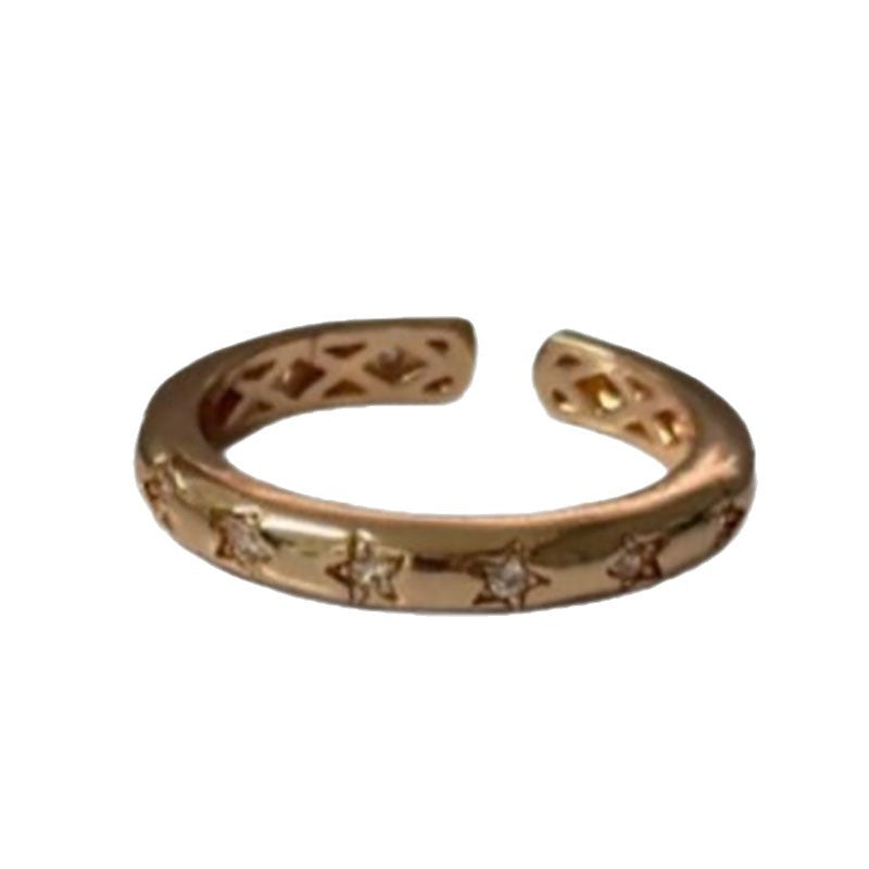 Wholesale Women S Two Piece Stacking Ring Set Sparkling Star And Horseshoe Buckle Motif Alloy Adjustable Open Rings Boutique Resale Party Jewelry
