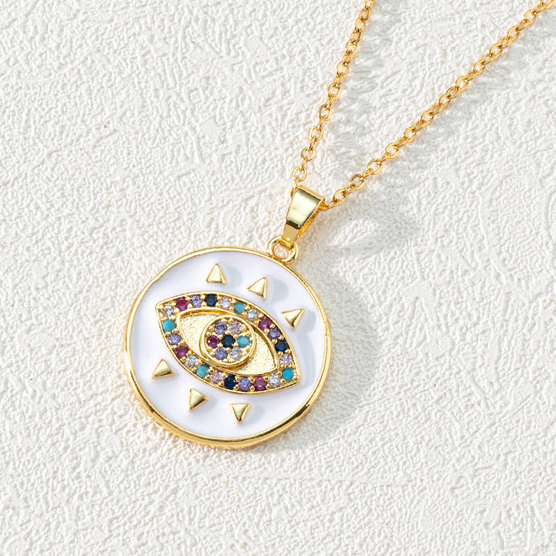 Wholesale Bohemian Evil Eye Pendant Necklace Copper Zircon Drop Oil Fashion Accessory Boutique Resale