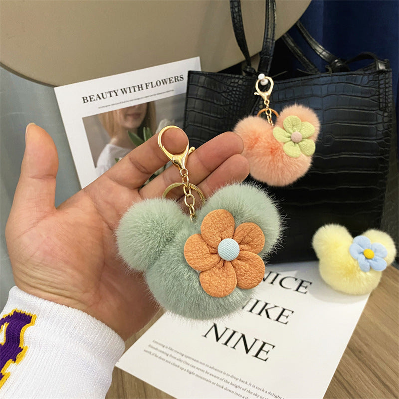 Wholesale Trendy Cartoon Mouse Head Plush Keychain Bag Charm Car Key Accessory Party Gift