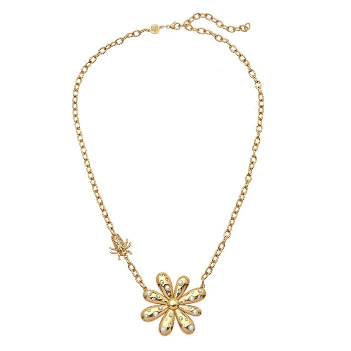 Wholesale  18K Gold Retro Exaggerated Flower Earrings Pearl Diamond Earrings