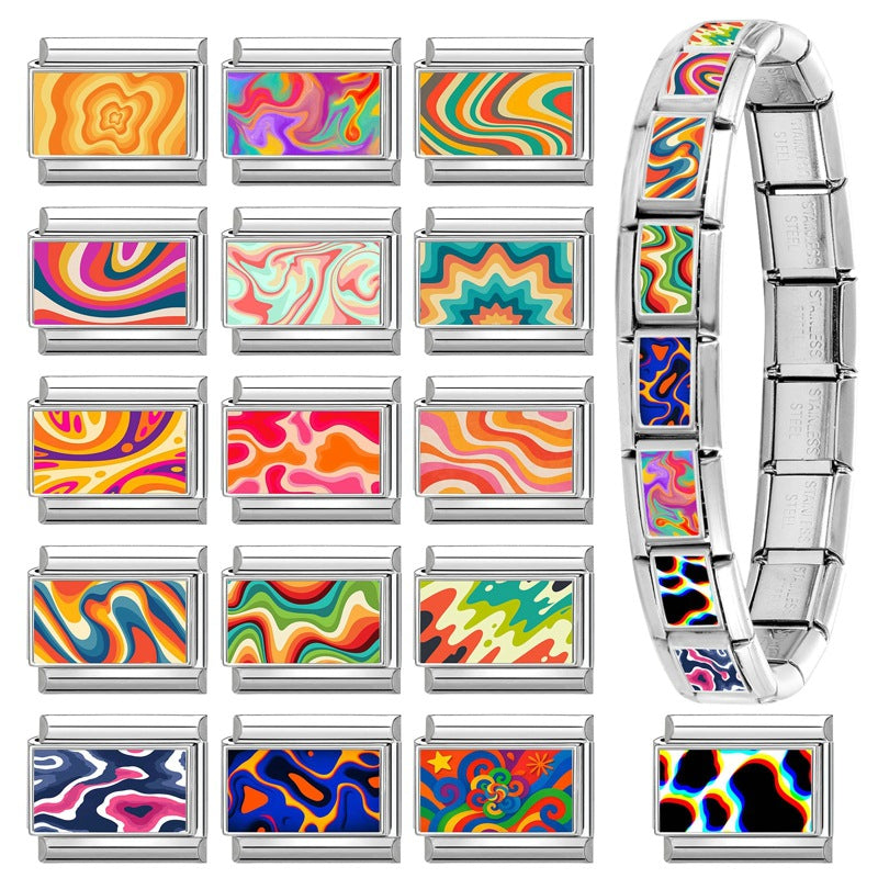 Wholesale 9mm Italian Charm Starter Bracelets DIY Colorful Single Section Creative Stainless Steel Composable Bracelet