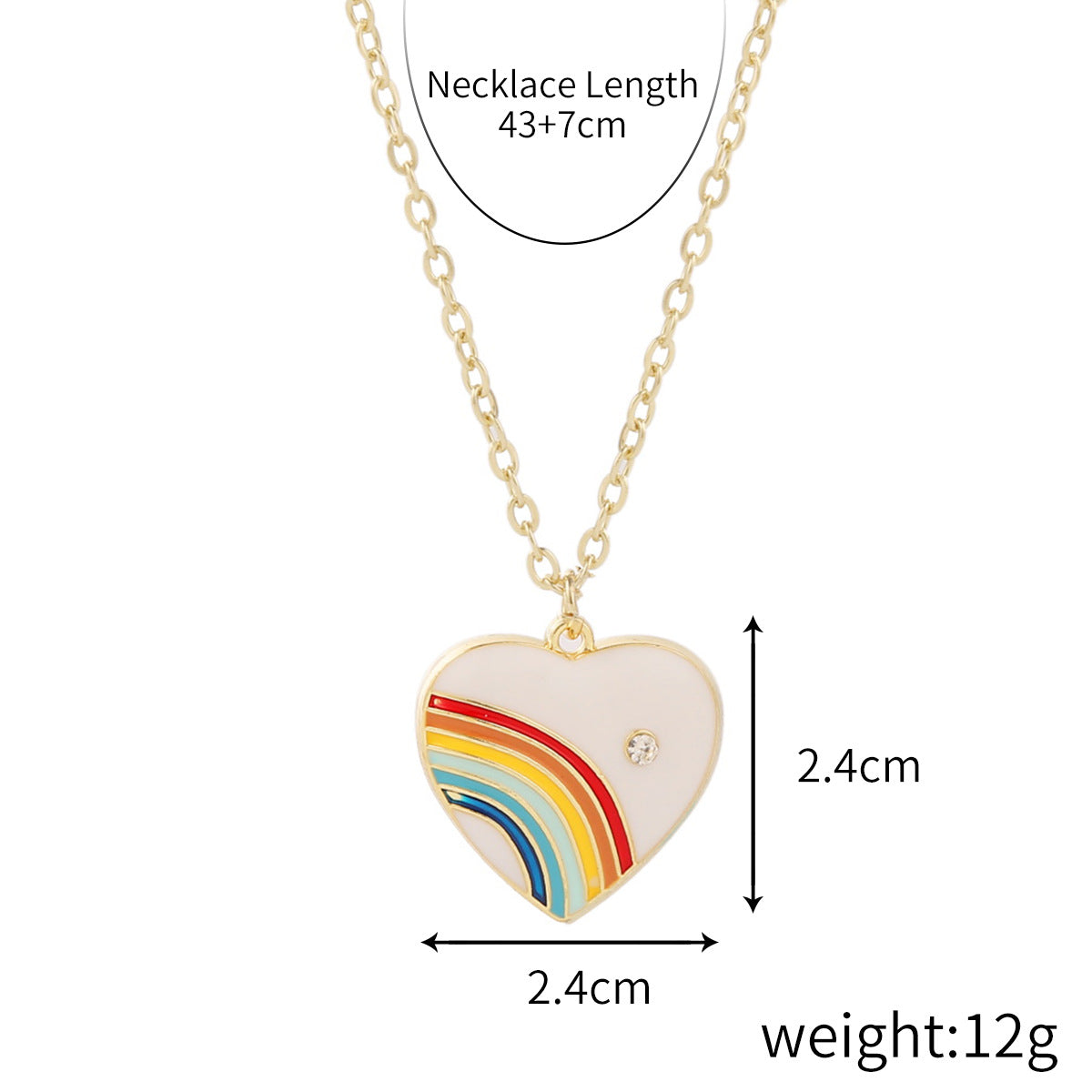 Wholesale alloy love rainbow pendant necklace