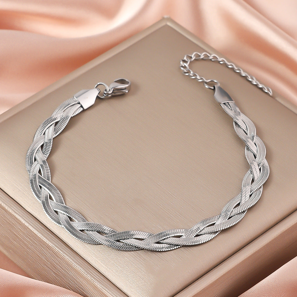 Wholesale Stainless Steel Woven Snake Bone Bracelet Three Colors Jewelry Accessory for Everyday Wear