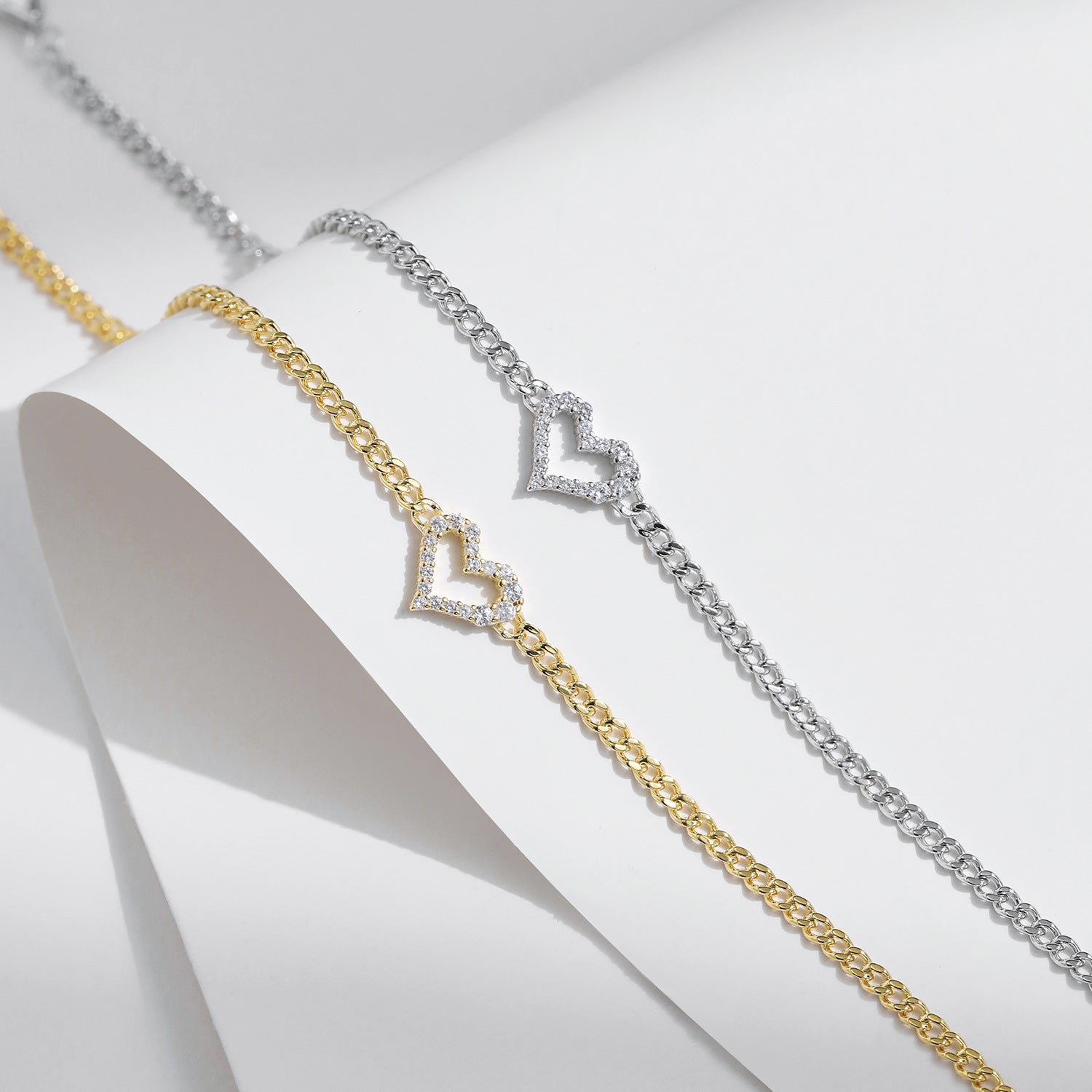 Wholesale Diamond s925 Sterling Silver  Light Luxury Diamond Irregular Love Bracelet