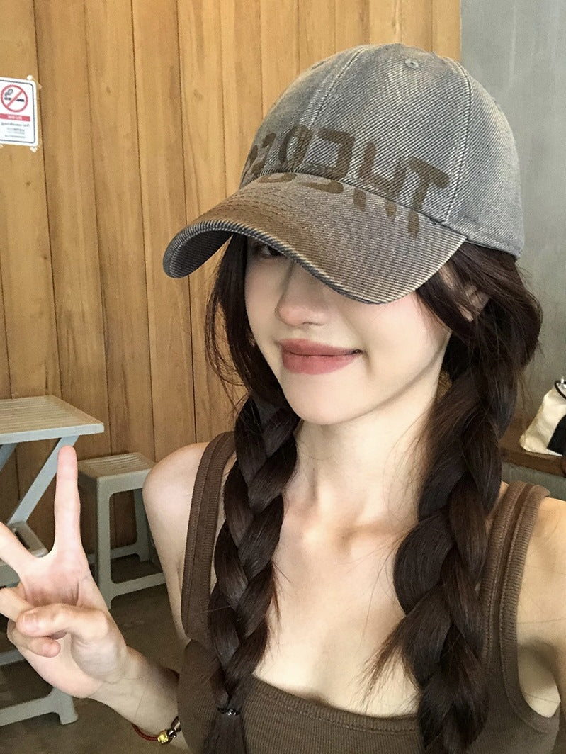 Wholesale Washed old letters retro wide soft top hat