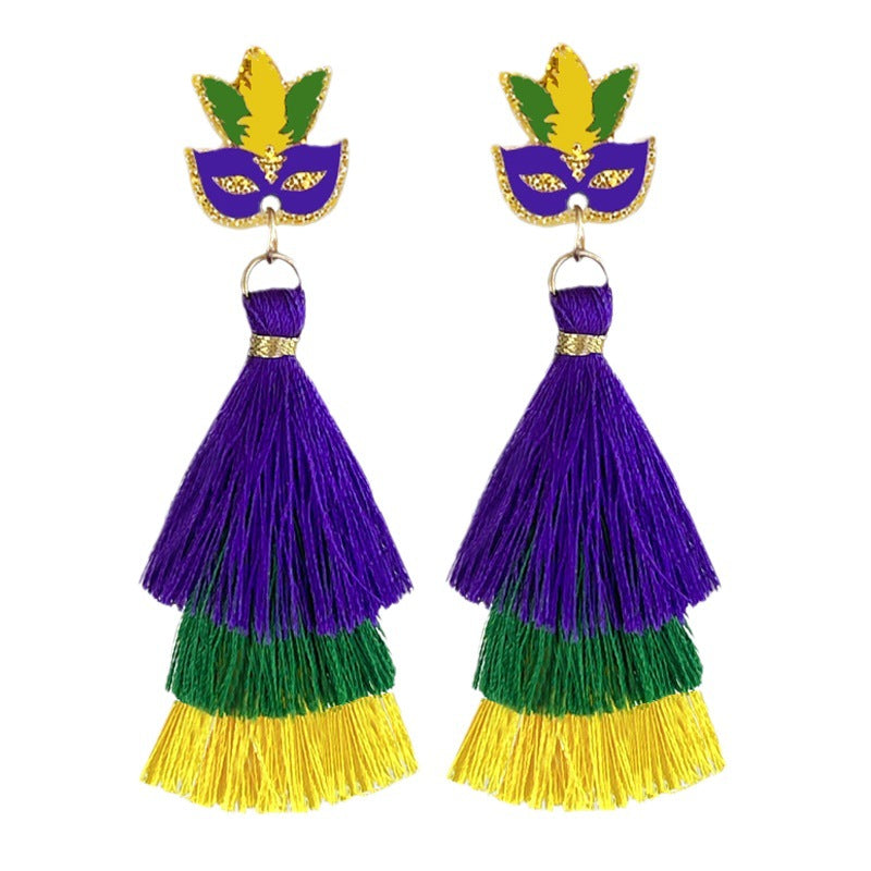 Wholesale 2pcs/ pack Carnival Glitter Tassel Feather Earrings