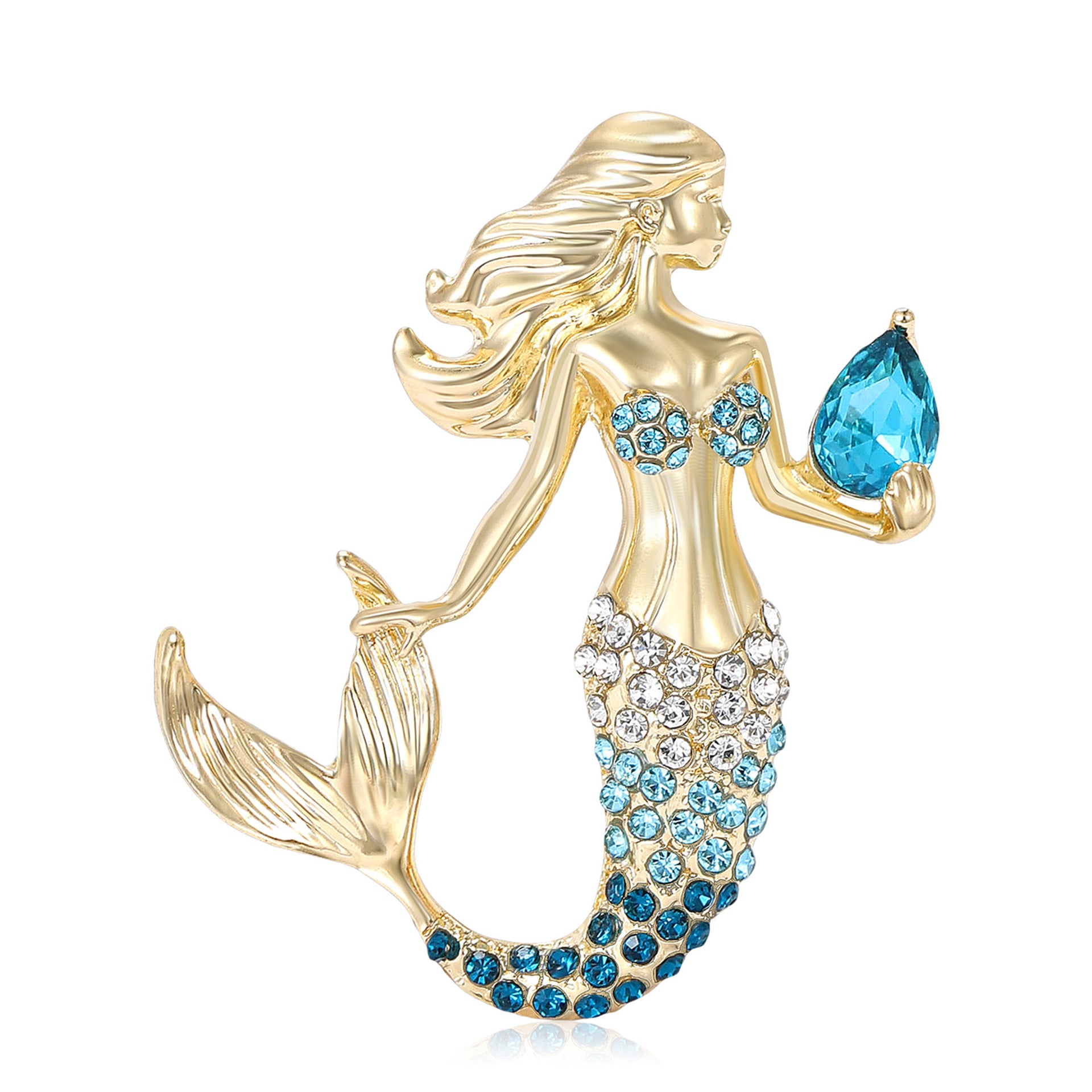 Wholesale Modern Mermaid Rhinestone Brooch Alloy Women S Casual Chic Fashion Jewelry Accessory For Everyday Wear