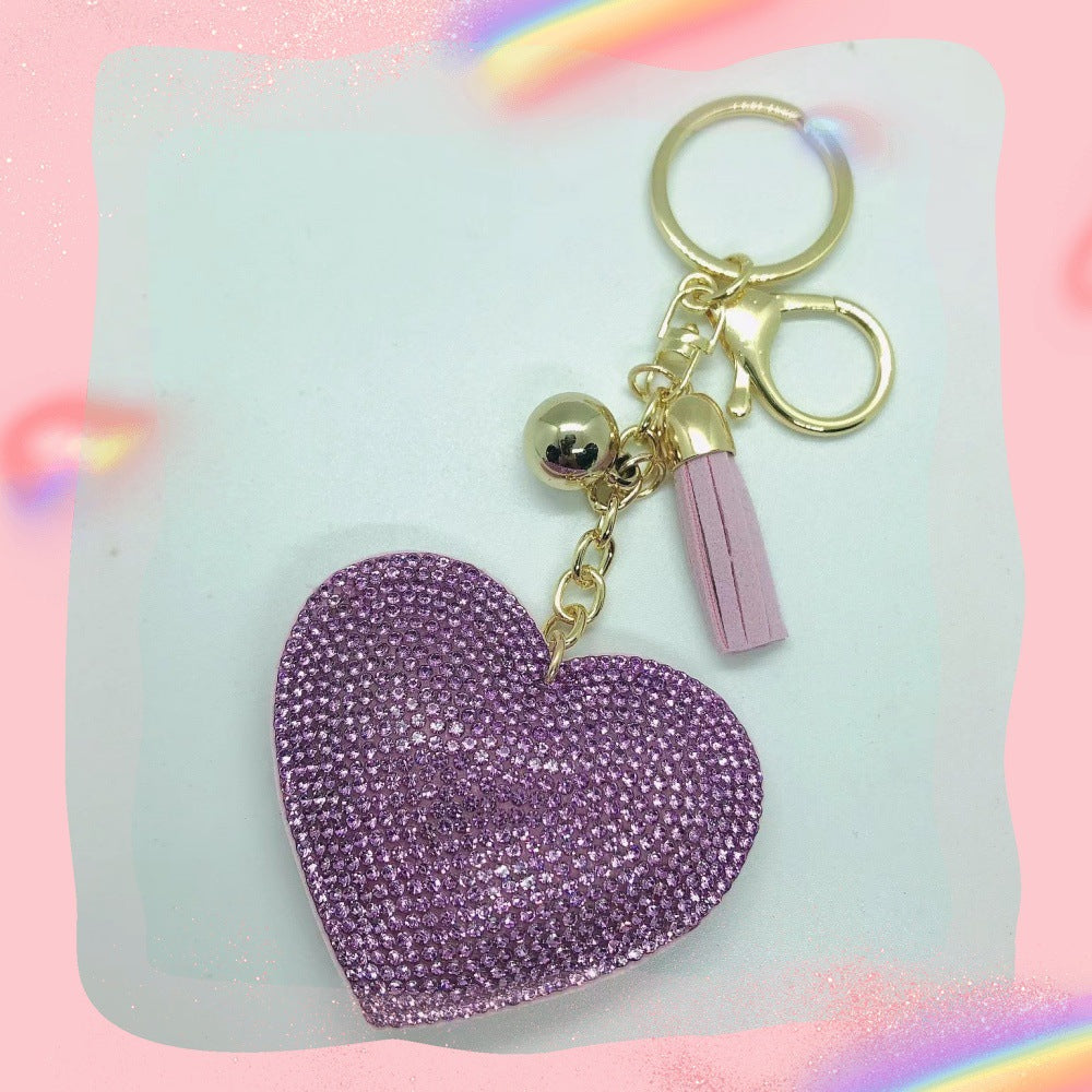 Wholesale Colorful Rhinestone Hot Rhinestone Leather Tassel Keychain ACC-KC-XLu001