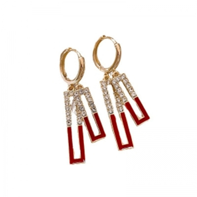 Wholesale  geometric square full diamond  earrings