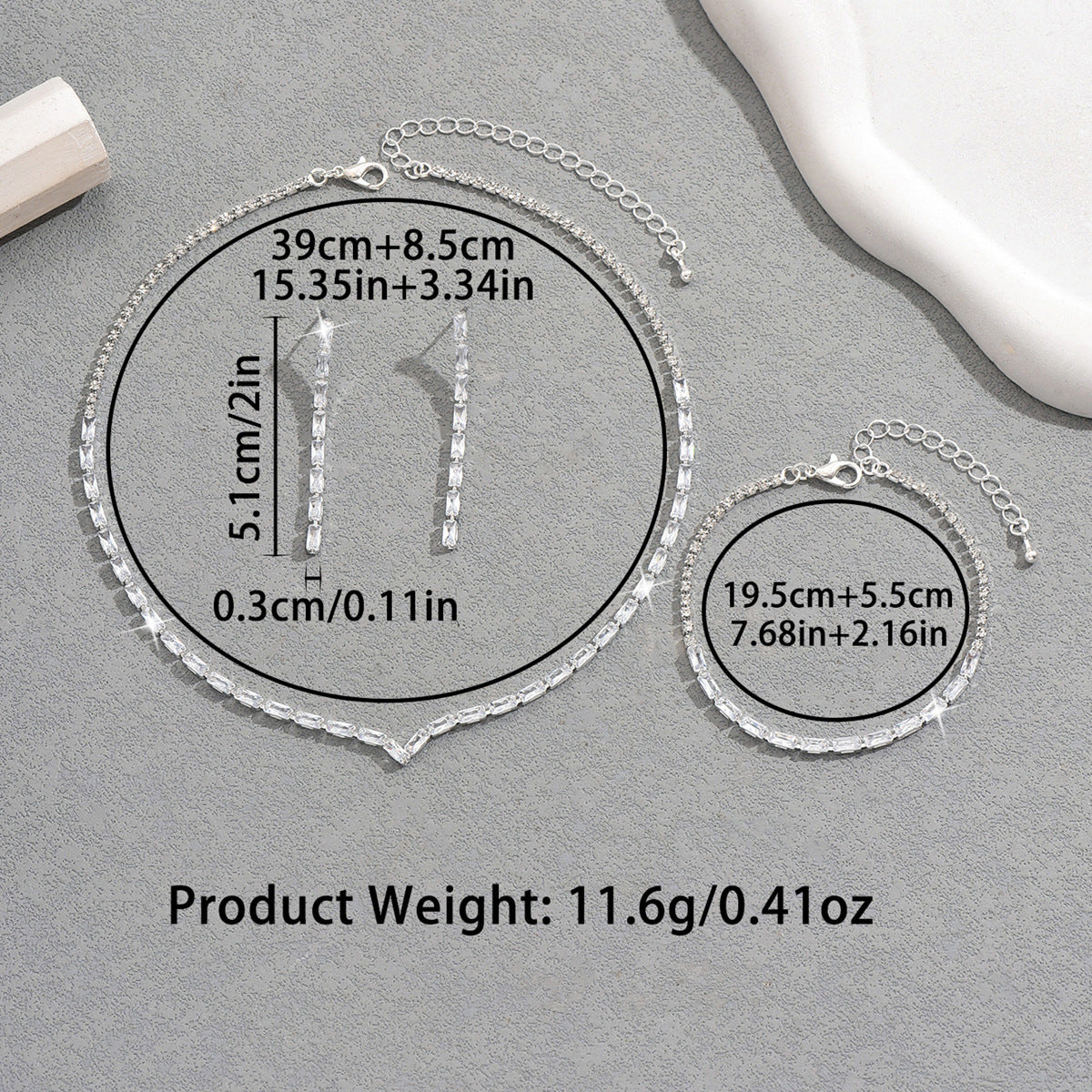Wholesale shiny rhinestone necklace earrings bracelet suit luxury temperament necklace earrings
