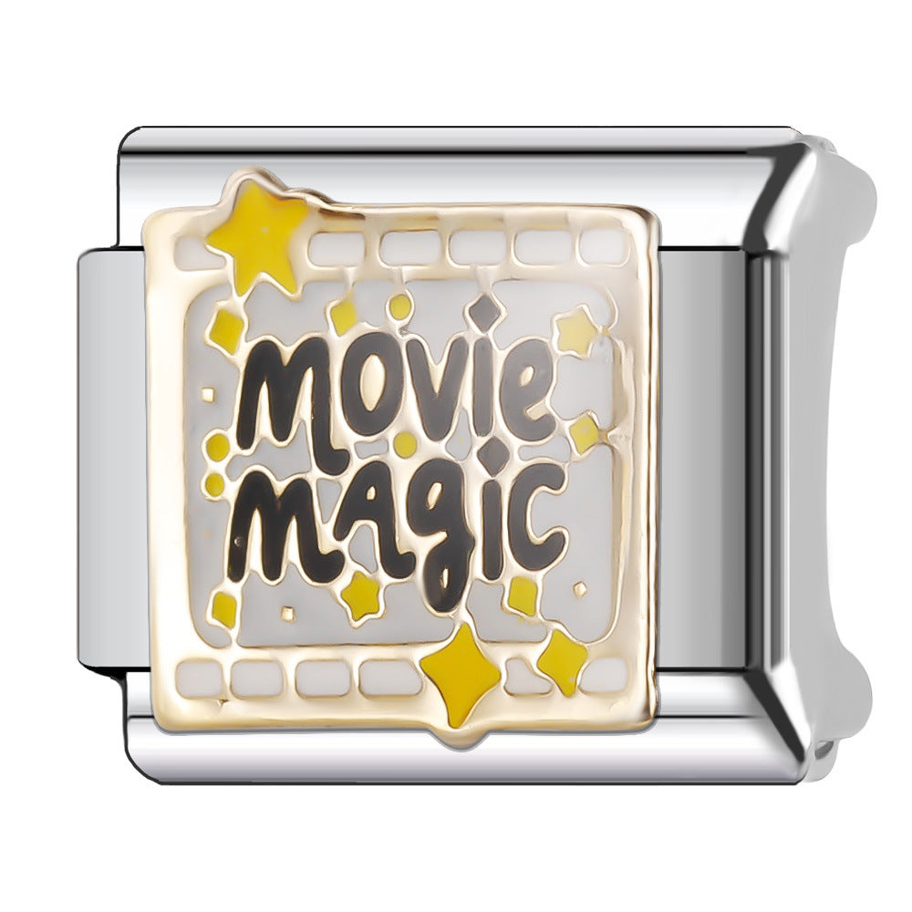 Wholesale Italian Charm Bracelet 9mm DIY Splicing English Series Stainless Steel Composable Bracelet