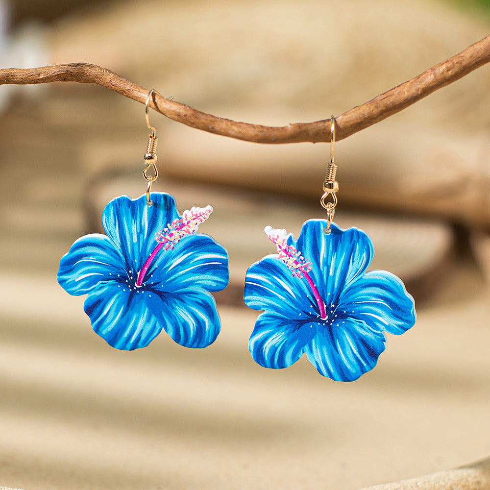 Wholesale Painted Holiday Style Flower Earrings Acrylic Earrings ACC-ES-XLH003