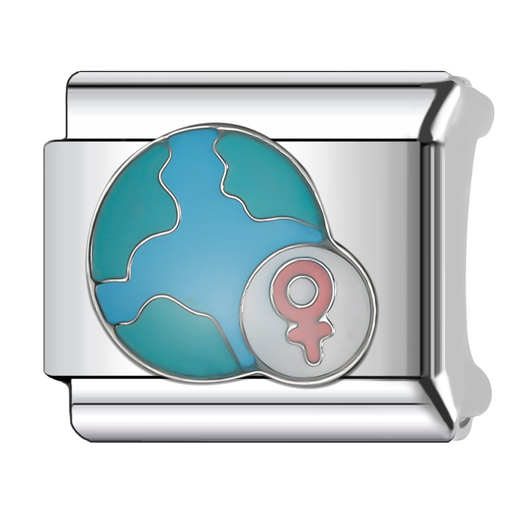 Wholesale Italian Charm Bracelet 9mm DIY Splicing Blue Series Stainless Steel Composable Bracelet