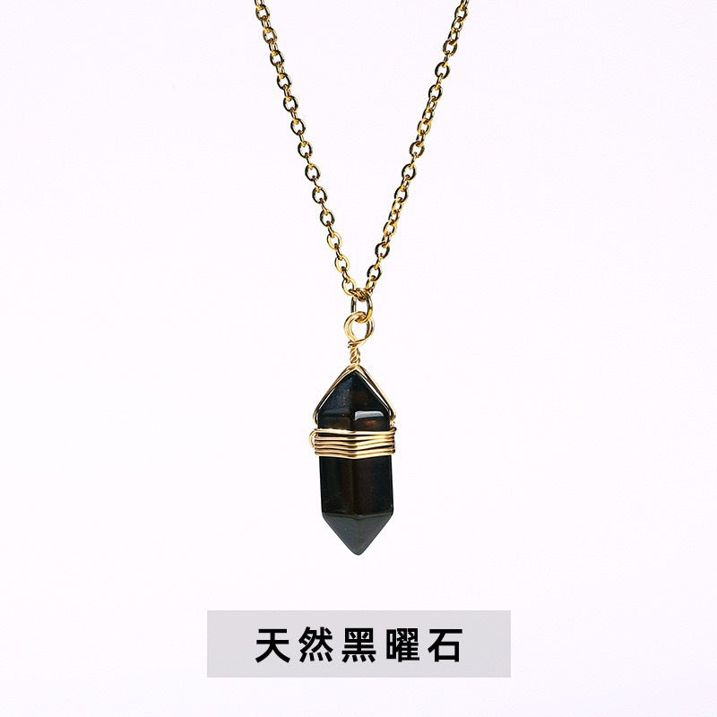 Wholesale Natural Crystal Raw Stone Pendant Necklace