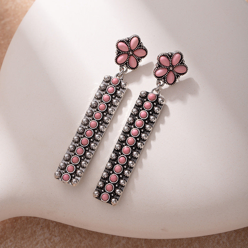 Wholesale Turquoise long drop earrings