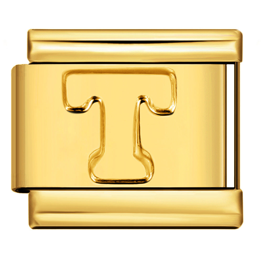 Wholesale Gold Plated Stainless Steel Concave Letter Modular Bracelet - DIY Jewelry Accessory for Boutique Resale