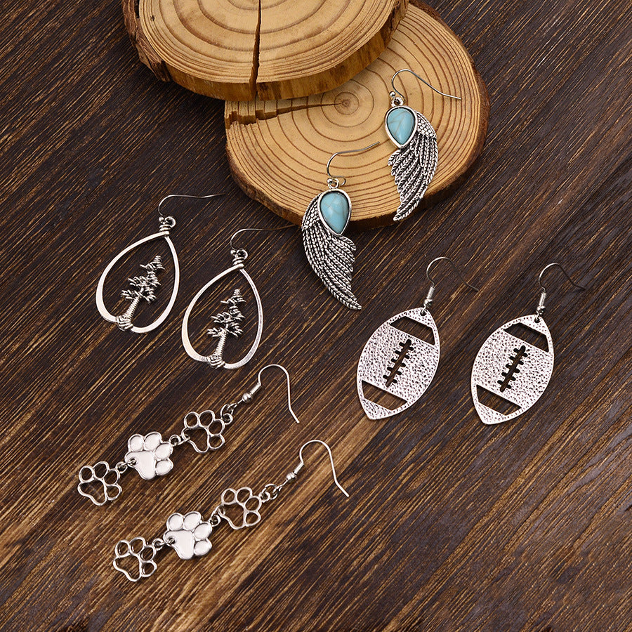 Wholesale Stylish Electroplated Zinc Alloy Earring Set 4 Pairs Geometric Multi Design Party Jewelry Accessory For Resale