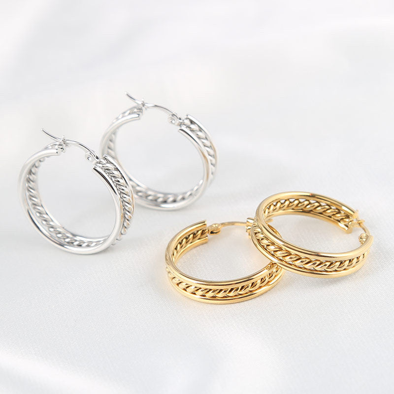 Wholesale Stainless steel Light luxury fashion hoop earrings