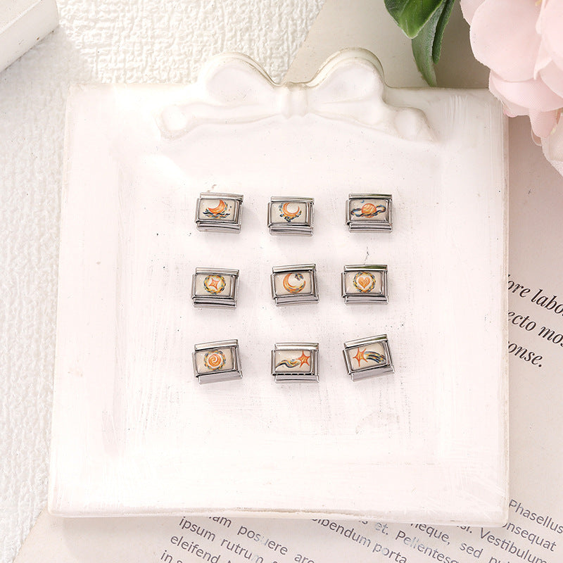 Wholesale Starry Sky Stainless Steel DIY Charm Bracelet Kit Moon Stars Heart Jewelry Accessory Trendy Boutique Gift