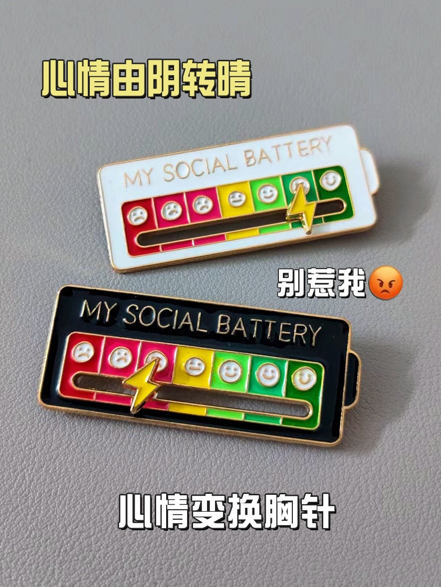 Wholesale Mood ConversionSlidable Social Power Metal Energy Brooch
