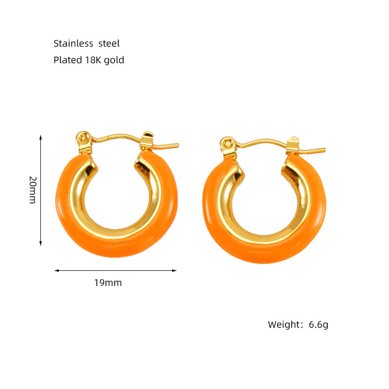 Wholesale Vintage Circle Stainless Steel Earrings Gold Earrings ACC-ES-Zhongy006