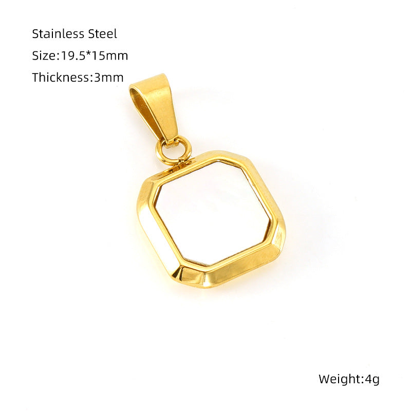 Wholesale Cross-border European and American stainless steel geometric square pendant niche design sense light luxury old money style titanium steel High sense jewelry