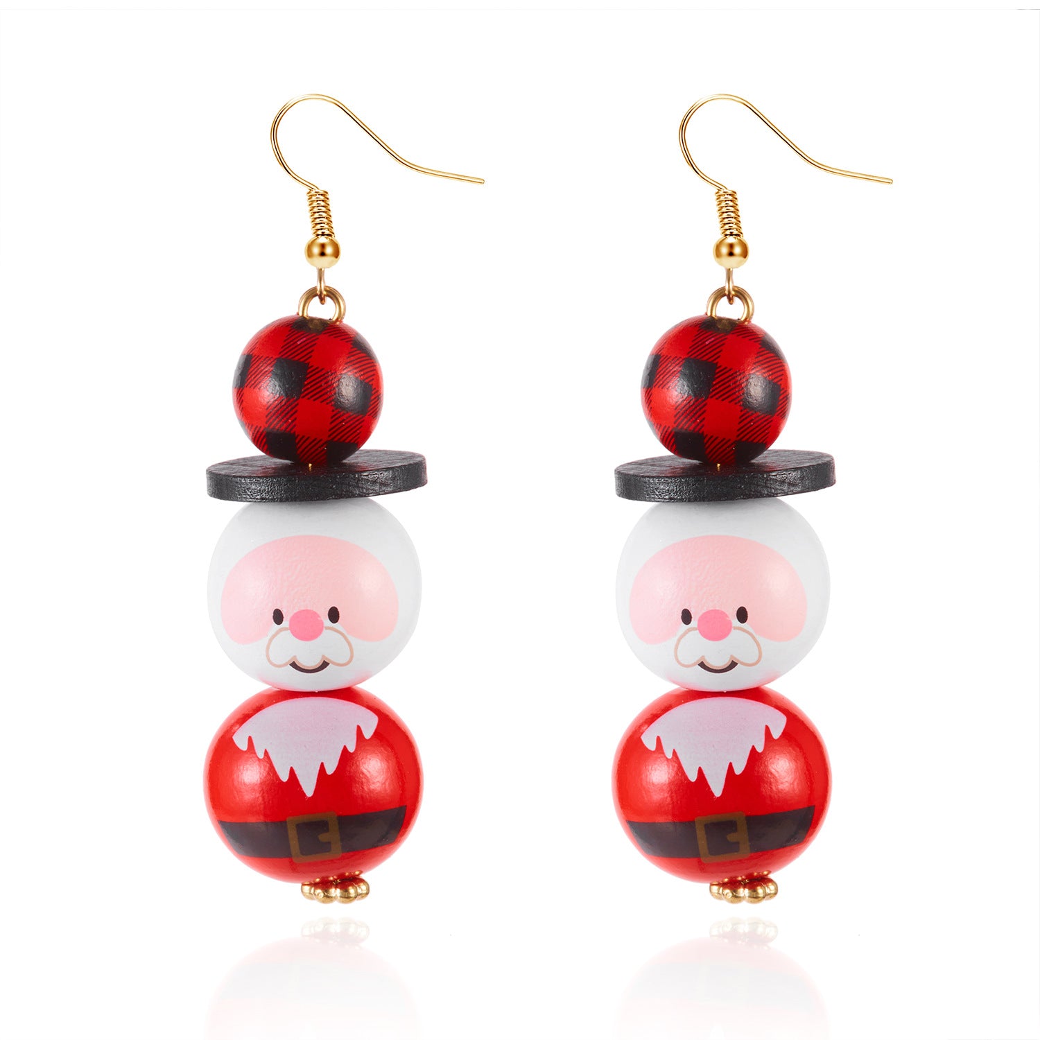 Wholesale Christmas wooden beads cartoon  snowman earrings