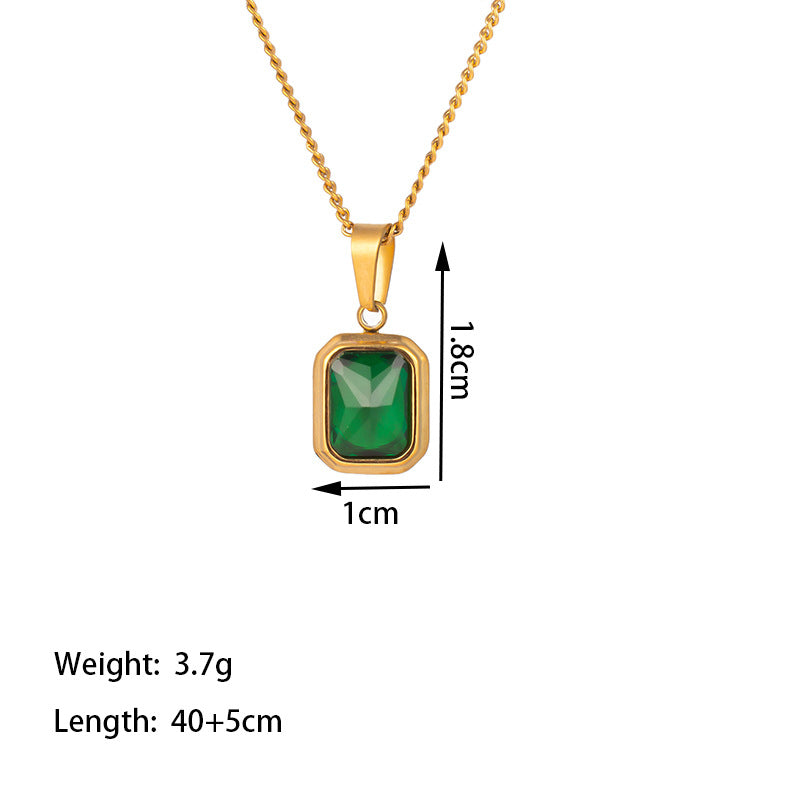 Wholesale Vintage Titanium Steel Plated 18K Gemstone Necklaces ACC-NE-Qiyun006