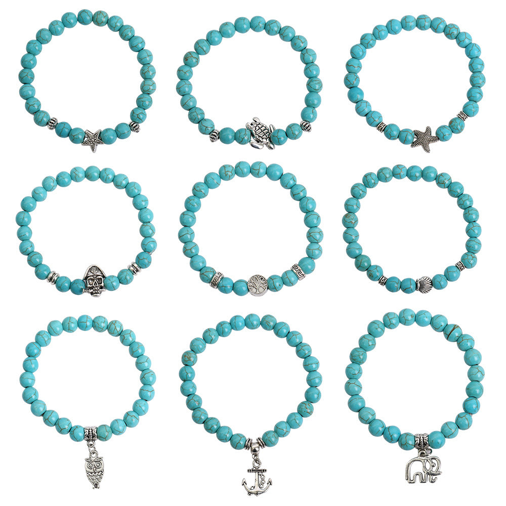 Wholesale Bohemian Turquoise Beaded Bracelet Set for Women,  Fashion Jewelry Accessory Gift