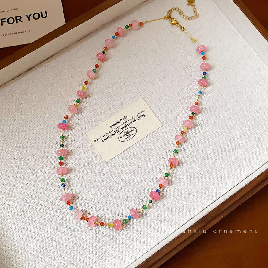 Wholesale Light Luxury Sweet Glass Bead Necklace