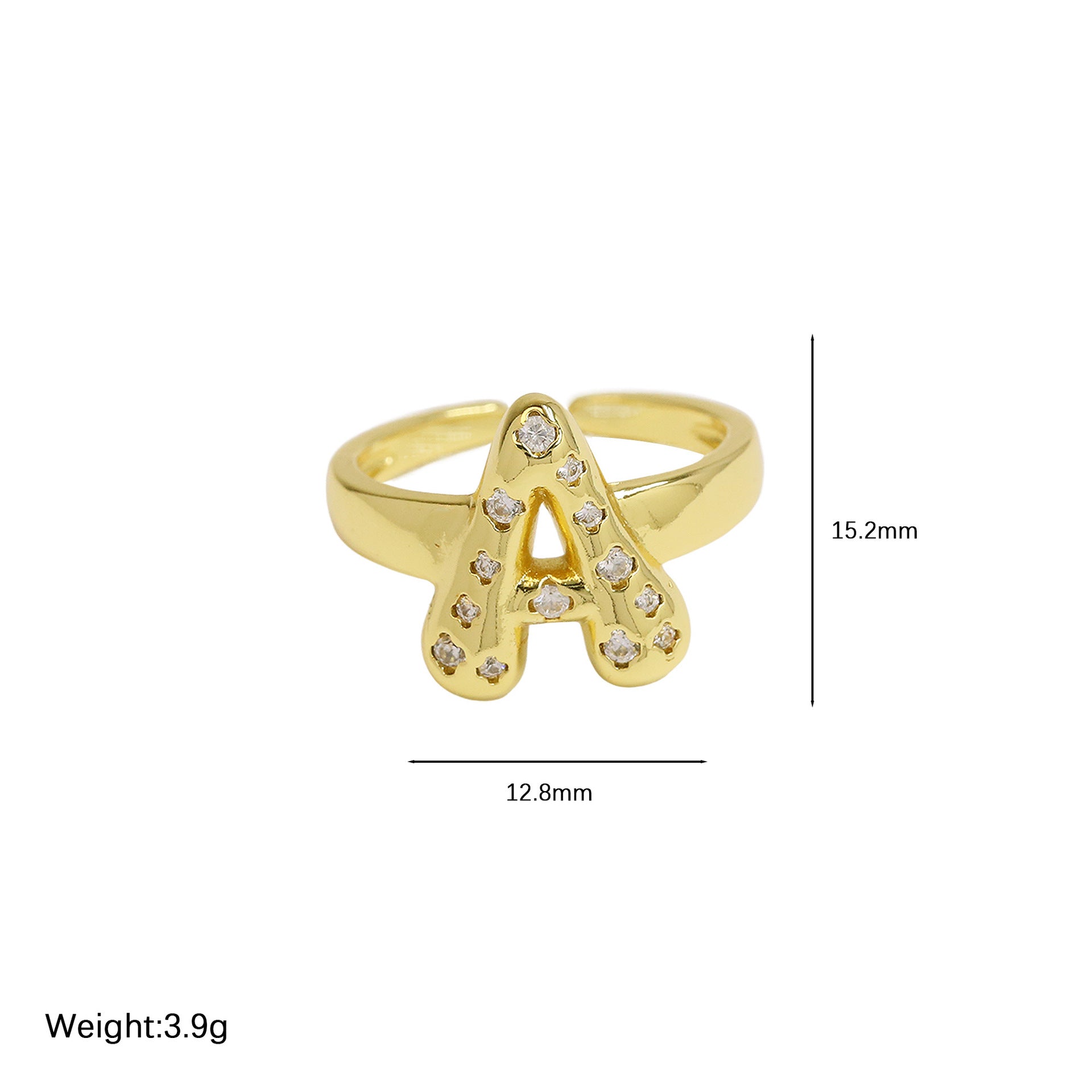 Wholesale Micro-inlaid Zircon Bubble Bubble Balloon Cute 26 English Letters Open Ring