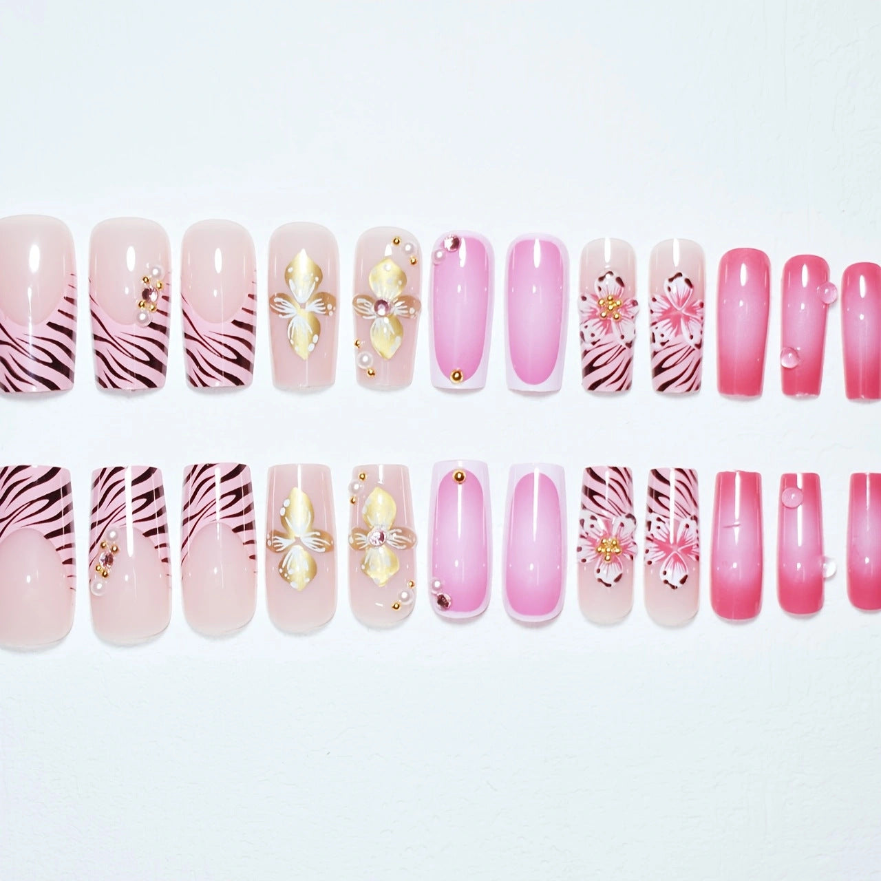 Wholesale 24 Pieces/box Leopard Flower Nails Kits Nail Stickers