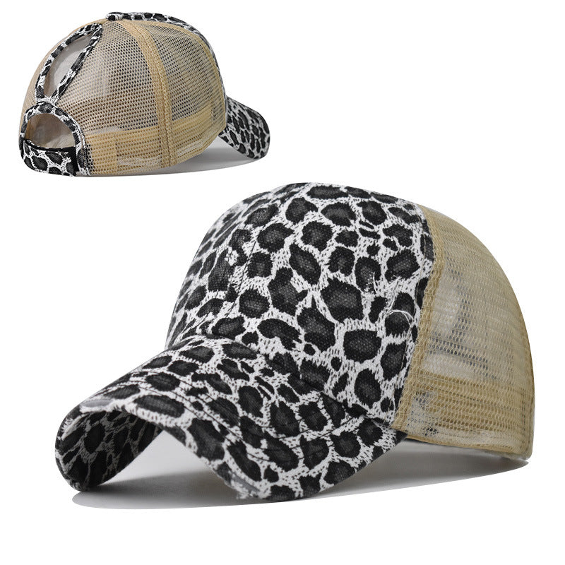 Wholesale Washed Leopard Print Ponytail Baseball Caps Hat ACC-HT-ErXu011