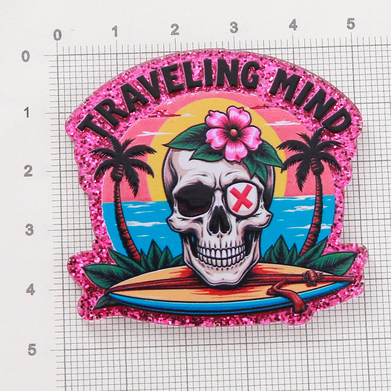 Wholesale 10pcs DIY Flatback Cartoon Acrylic Flatback Badge Reels Retractable Keychain DIY Accessories