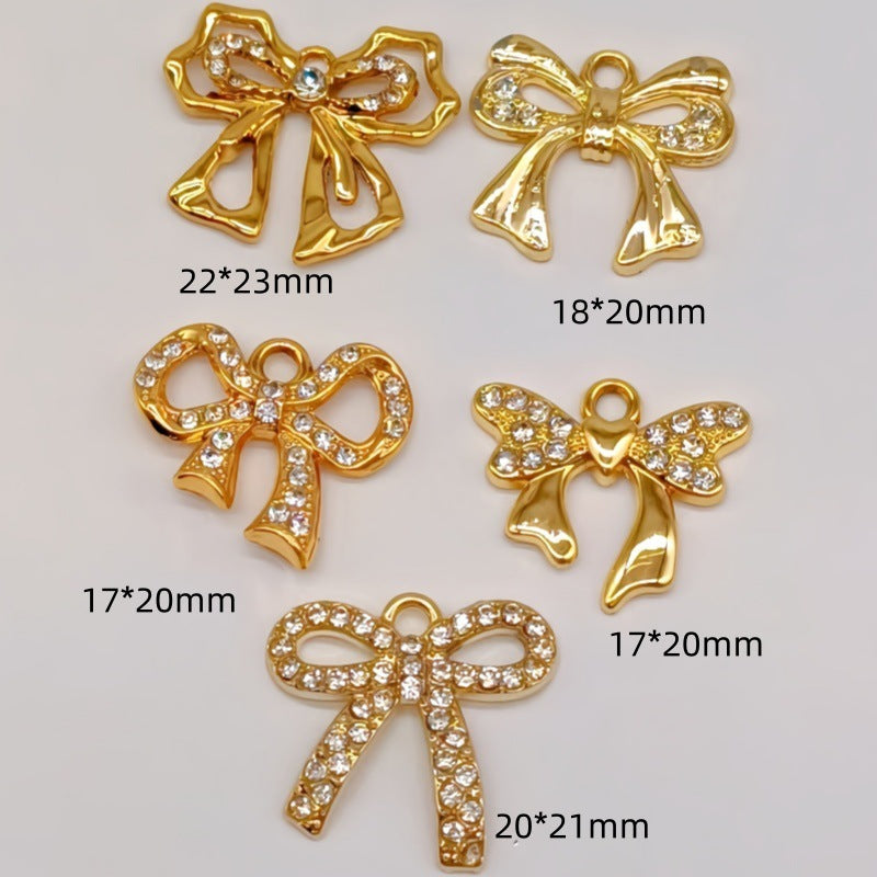 Wholesale 10pcs Casual Bow Pendant Accessories Diamond Small Pendant Alloy Accessories DIY Bracelet Jewelry Necklace Clothing Materials