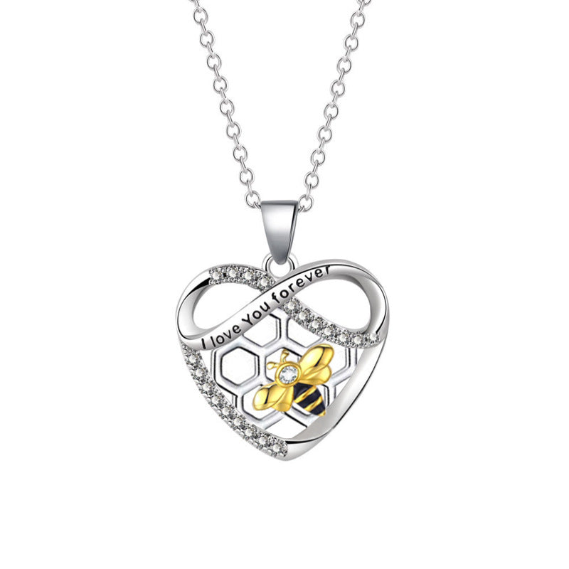Wholesale Infinite Love Honeycomb Bee Heart Shape Alloy Necklace ACC-NE-XunOu005