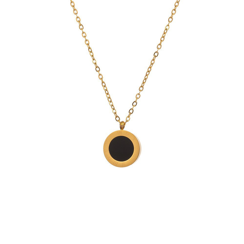 Wholesale Stylish Titanium Steel Roman Numeral Necklace Gold Fashion Accessory