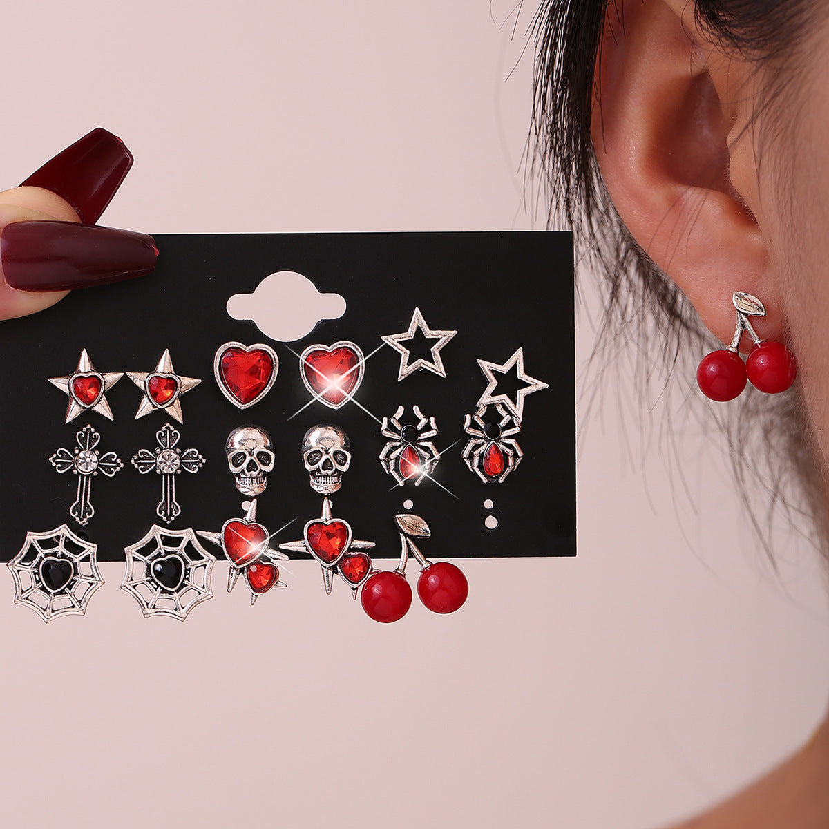 Wholesale Punk style  cross alloy earrings set