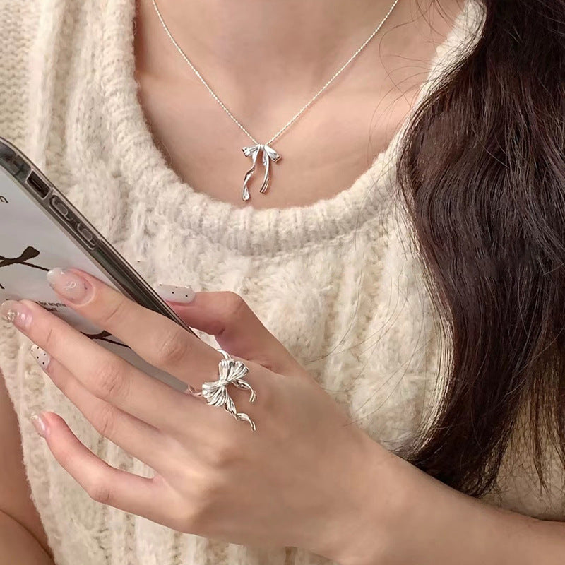 Wholesale 925 Silver Bow Ring Open Ring