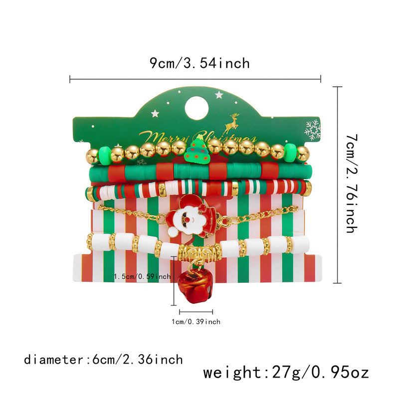 Wholesale Christmas Tree Bell Soft Clay Paper Card Bracelet Set