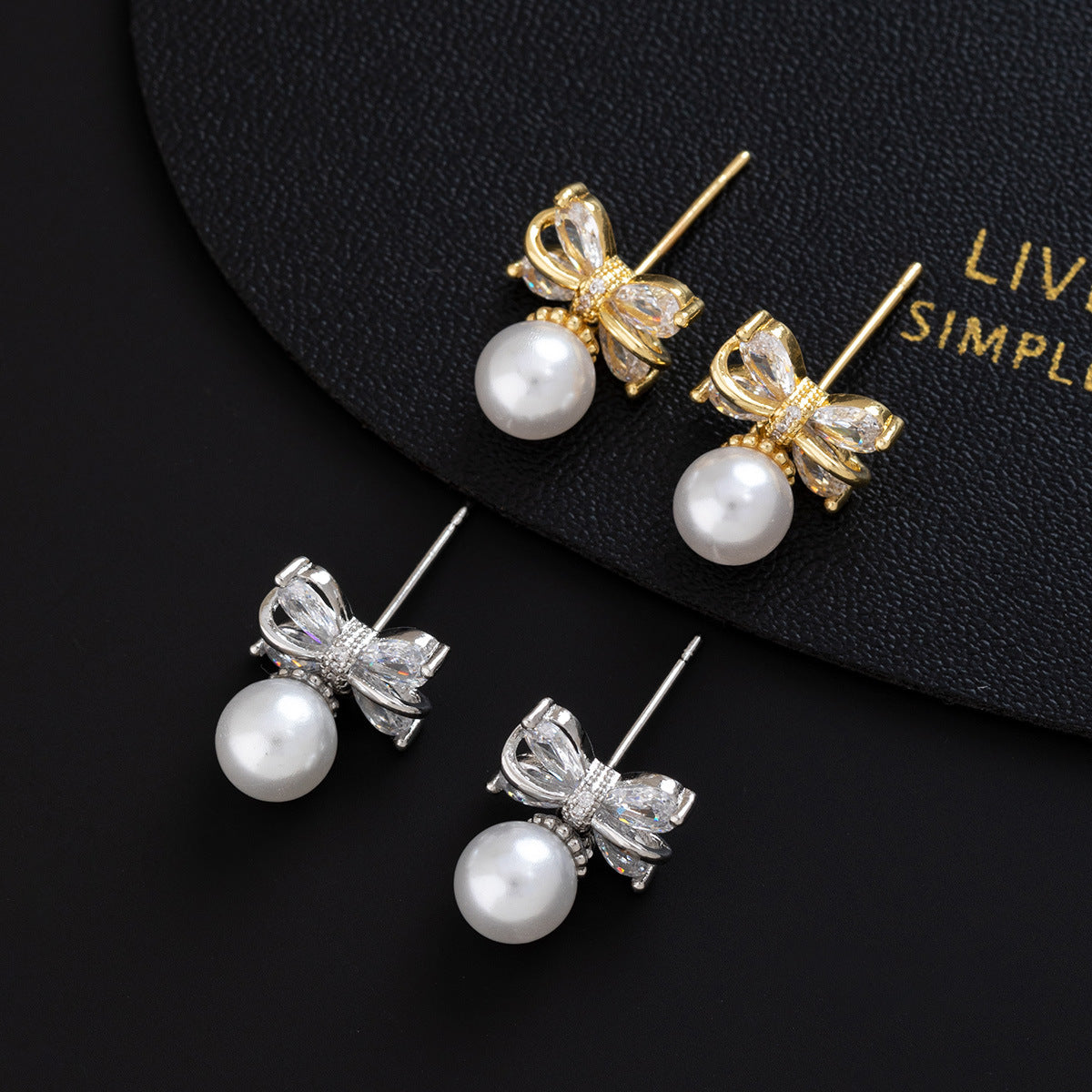 Wholesale Fashion Bow Pearl Earrings For Women Gold Plated French Style Sweet Design Party Wear Jewelry Accessory