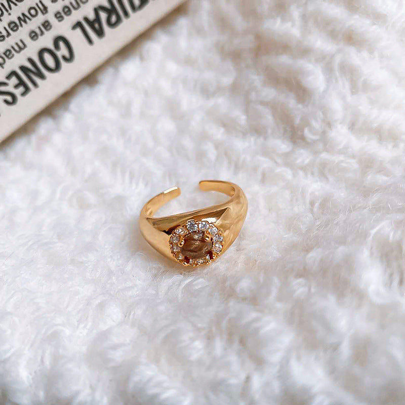 Wholesale zircon tiger eye open ring