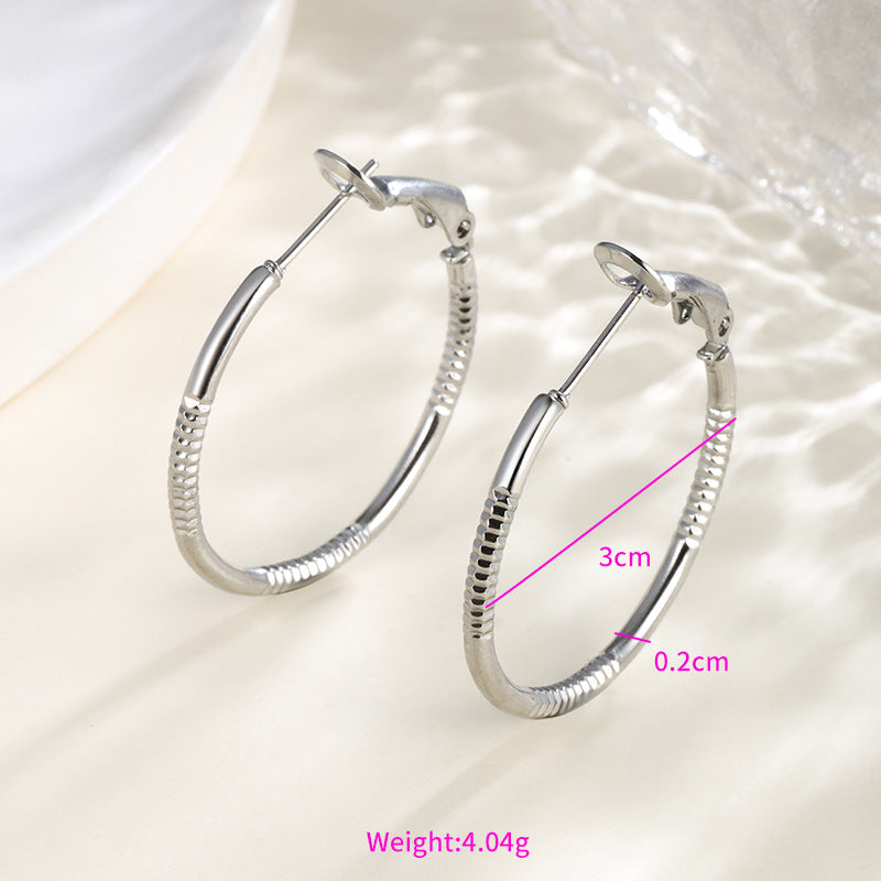 Wholesale Stainless steel heart-shaped large circle earrings
