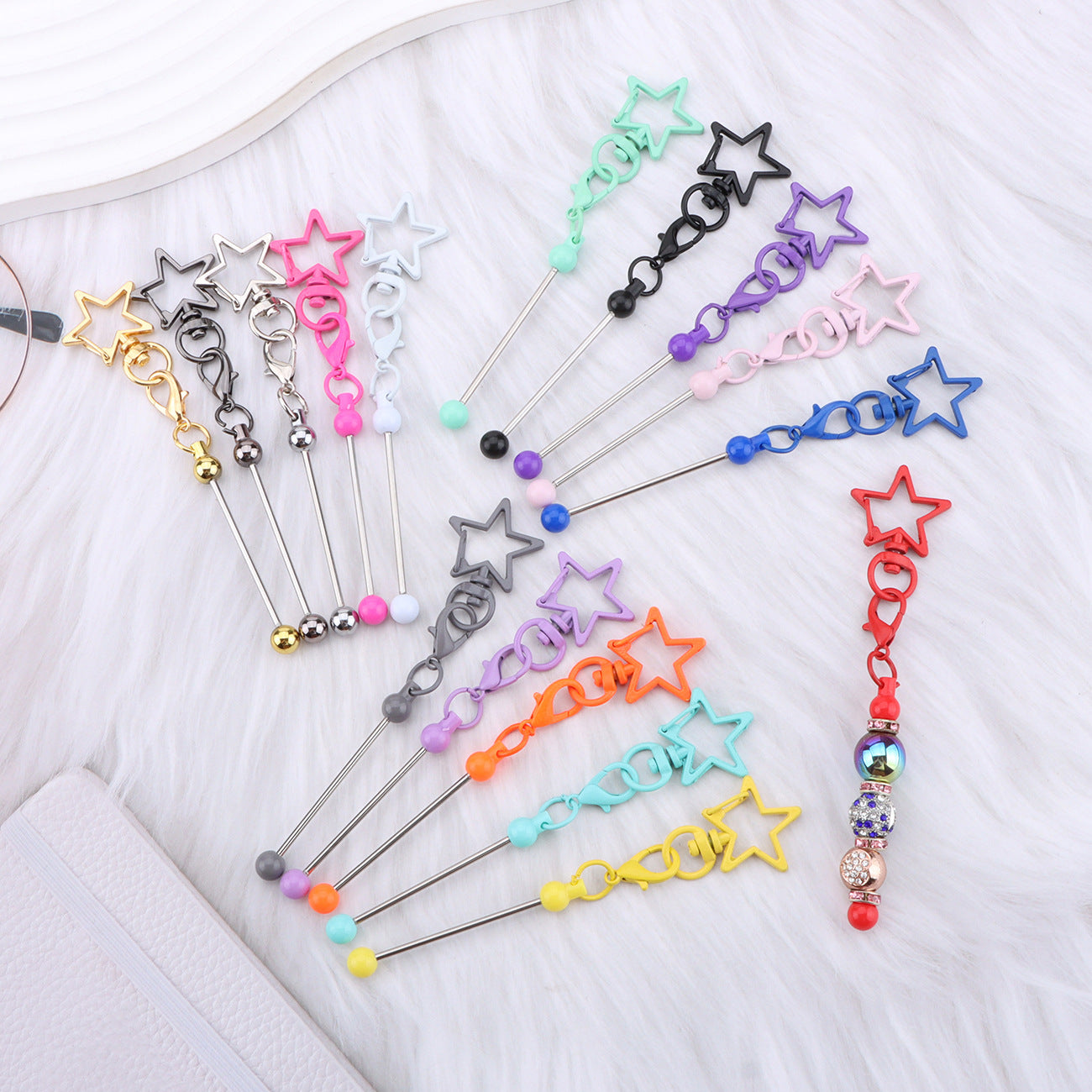 Wholesale Creative DIY  Five-Pointed Beadable  Keychain