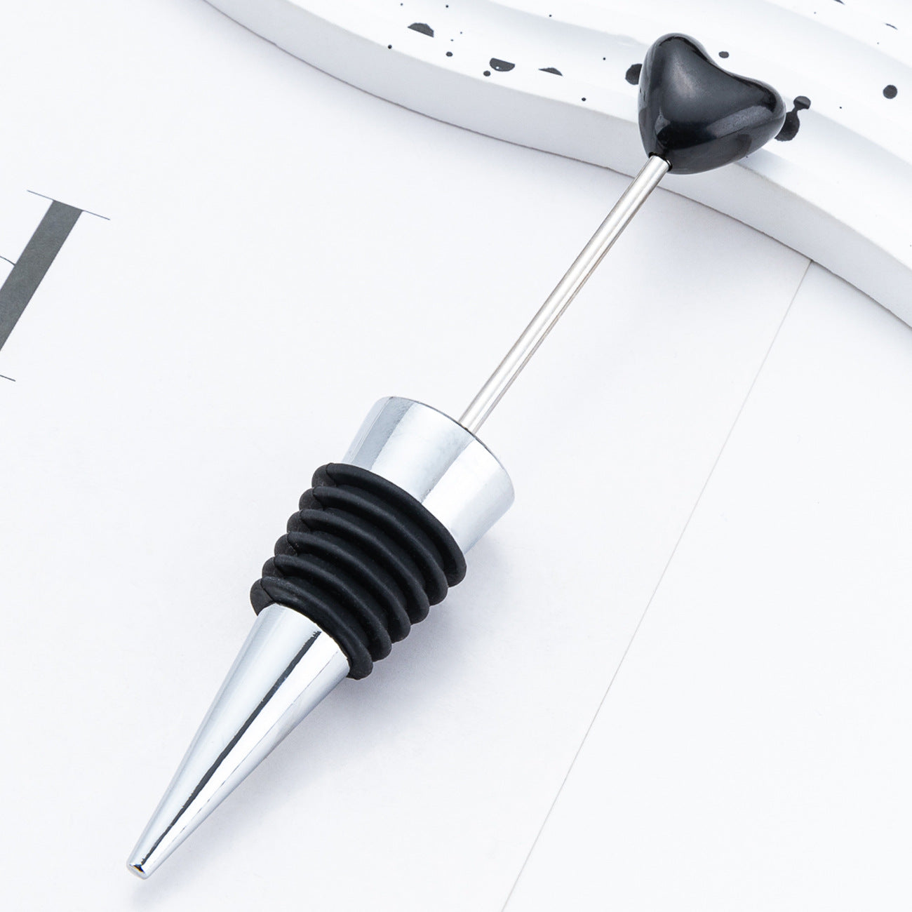 Wholesale DIY beadable Heart-Shaped Wine Stoppers
